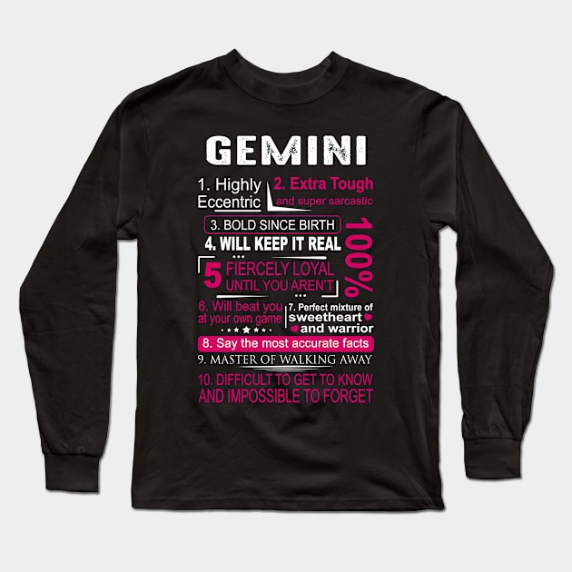 GEMINI ZODIAC Long Sleeve T-Shirt by BTTEES